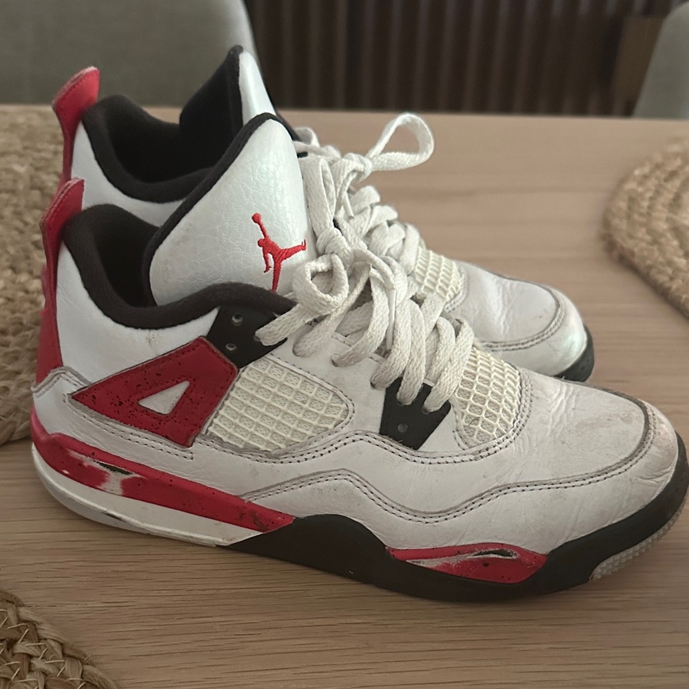 Jordan Kids White and Red Sneakers